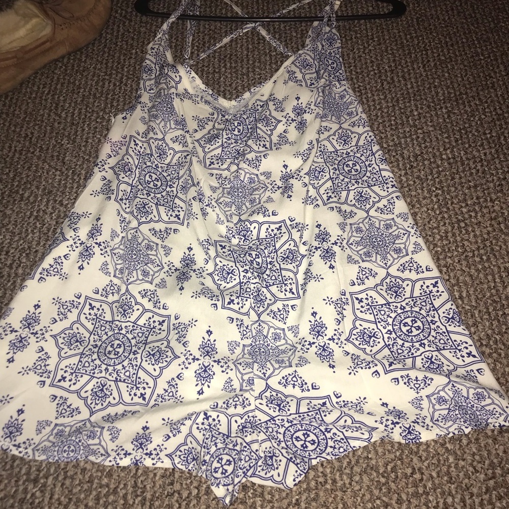 Blue and White Romper